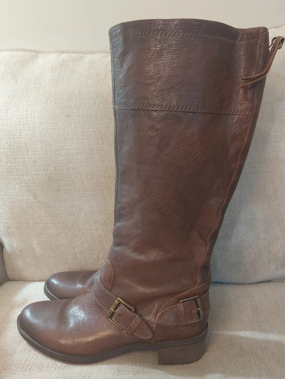 Naturalizer Brown Wide Calf Knee High Buckle Riding Boots Size 9.5